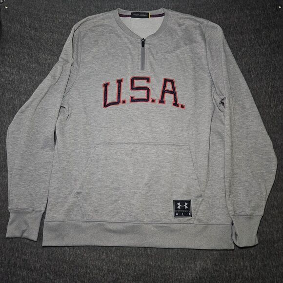 Under Armour Men’s Muhammad Ali 1/4 Zip Pullover Sweatshirt Gray USA Size L - Picture 1 of 9